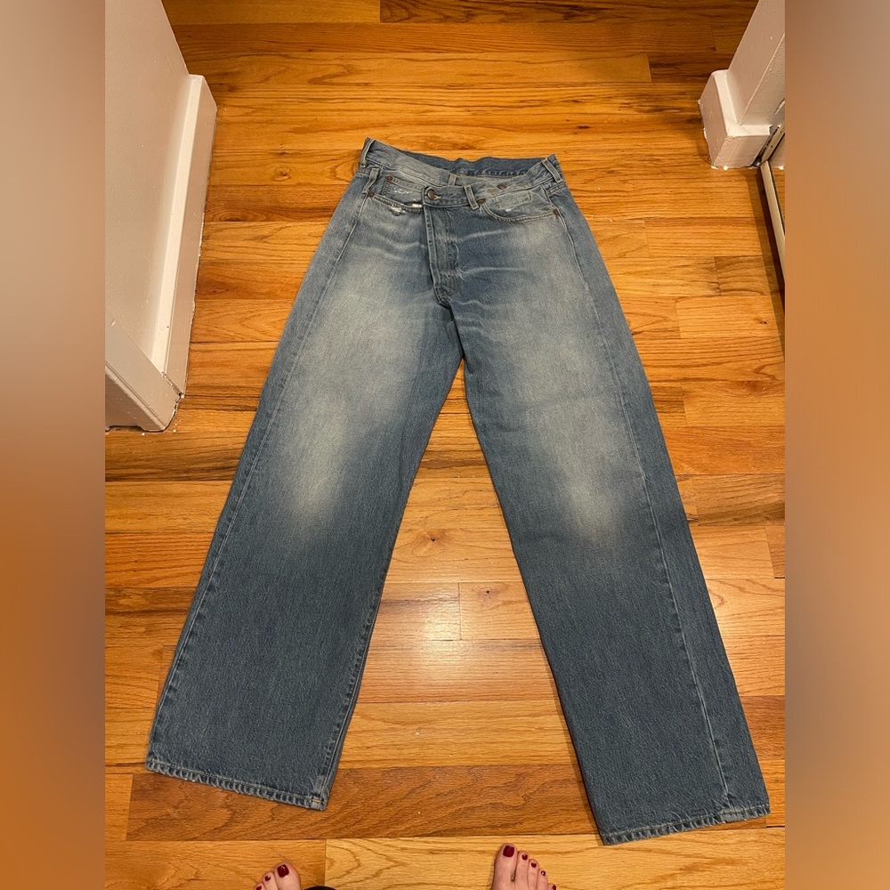 R13 like new crossover wide leg jeans